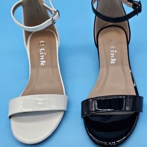 Link Kid's Black and White Low Chunky Heels